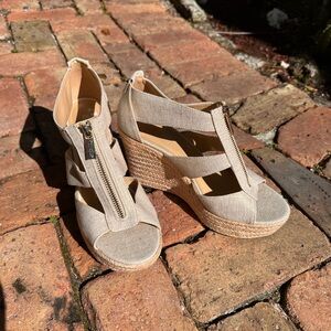 Stylish Beige Michael Kors Wedge Sandals
